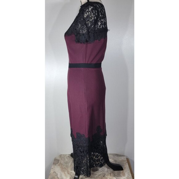 Erdem 'Keni' Lace Trim Shift Dress, Burgundy & Black, Womens Size 4 US - Picture 3 of 10